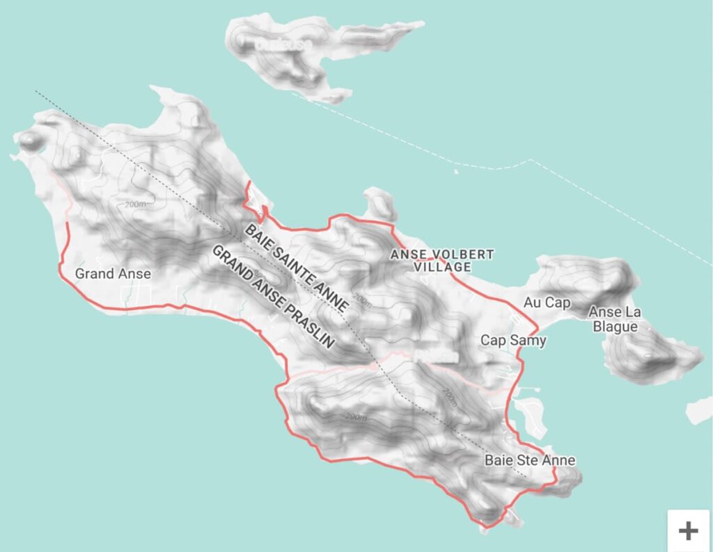 Map of Praslin Island, Seychelles - Praslin Travel Guide