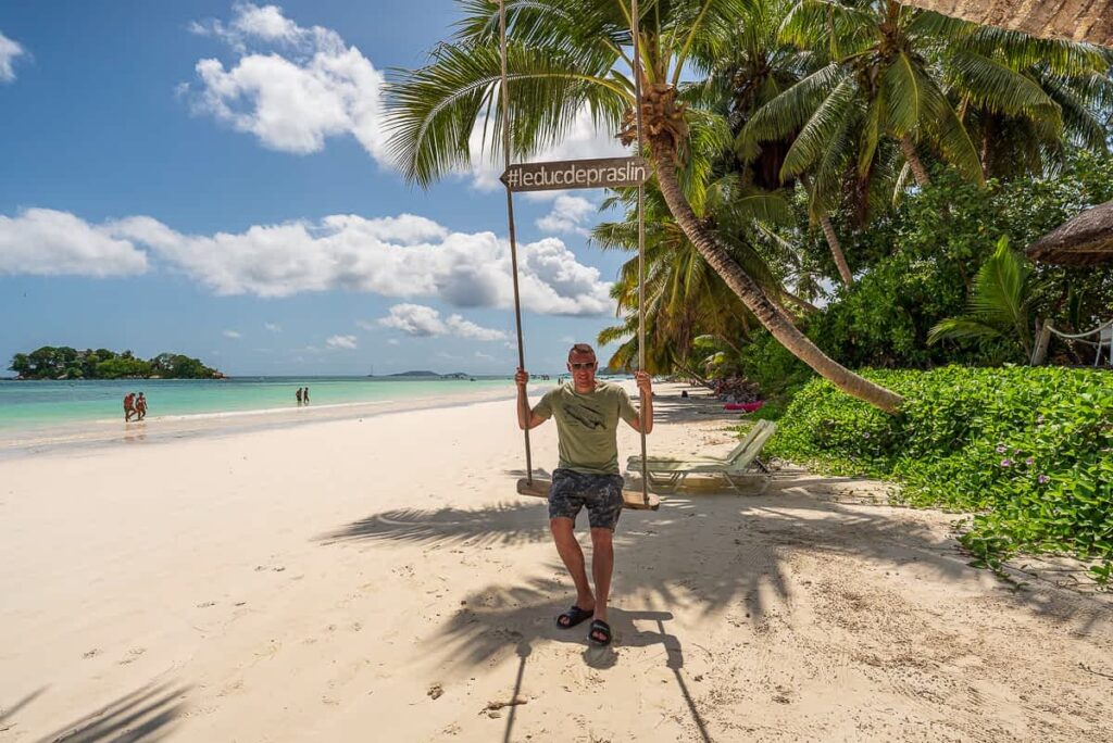 The Luxury Travelers at the Cote d'Or Beach, Praslin on an Island Hopping Seychelles Itinerary