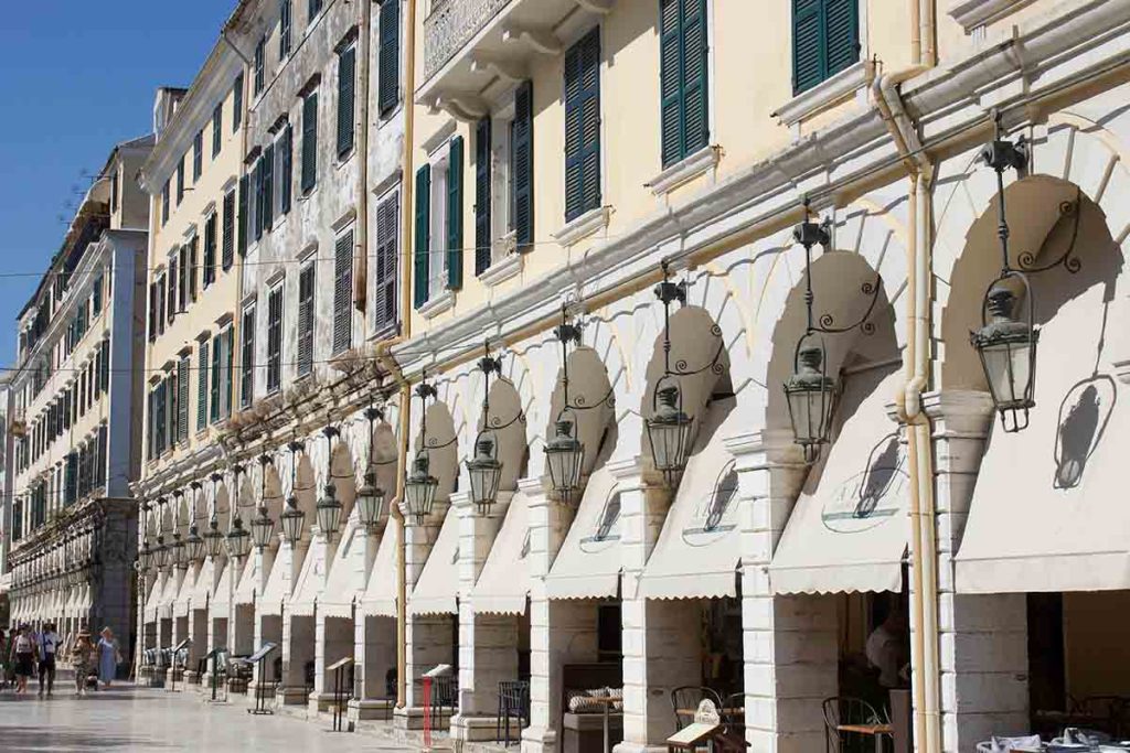 The Liston, Corfu Town, Greece on a 3 day Corfu itinerary